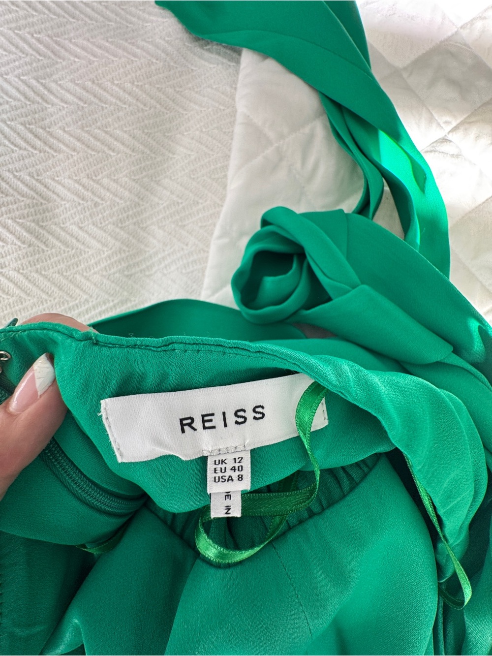 Reiss Green Halter Maxi Dress with Tie Waist - Picture 3 of 3
